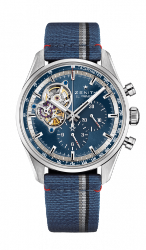 El Primero Chronomaster Open Stainless Steel / Blue / Fabric