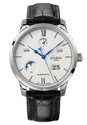 Senator Excellence Perpetual Calendar Stainless Steel / Silver / Alligator / Folding