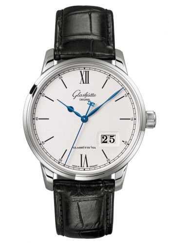 Senator Excellence Panorama Date Stainless Steel / Silver / Alligator /  Pin