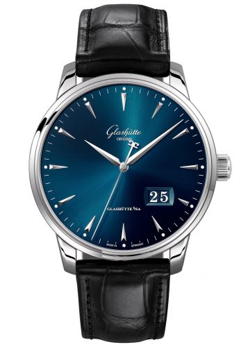 Senator Excellence Panorama Date Stainless Steel / Blue / Alligator / Pin