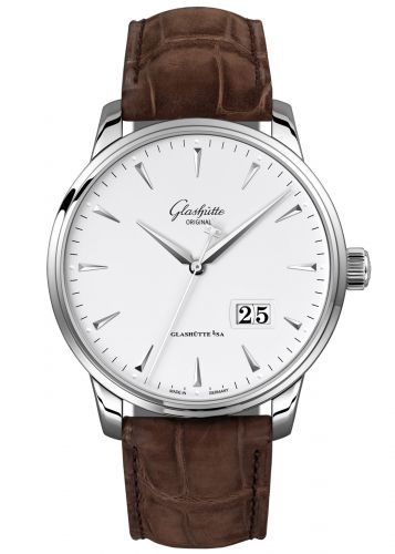 Senator Excellence Panorama Date Stainless Steel / Silver / Alligator / Folding