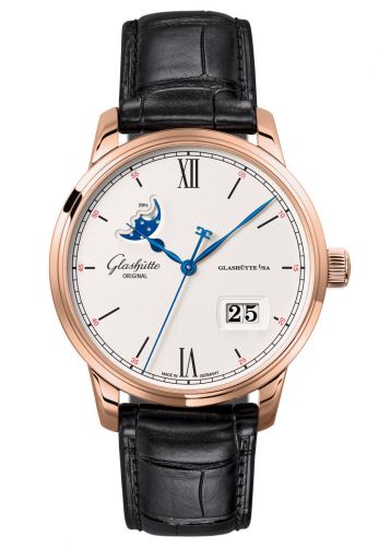 Senator Excellence Panorama Date Moonphase Red Gold / Silver / Alligator / Pin