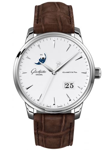 Senator Excellence Panorama Date Moonphase Stainless Steel / Silver / Alligator / Folding