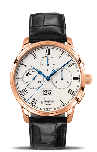 Senator Chronograph Panorama Date Red Gold / Silver / Alligator / Folding