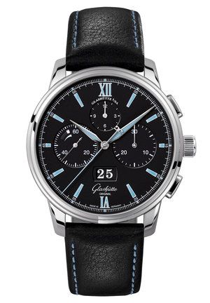 Senator Chronograph Panorama Date Stainless Steel / Black / Calf / Folding