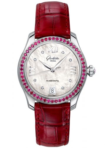 Lady Serenade Stainless Steel / Ruby / MOP / Alligator / Pin