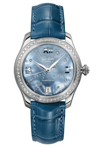 Lady Serenade Stainless Steel / Diamond / Blue MOP - Index Line / Alligator / Folding