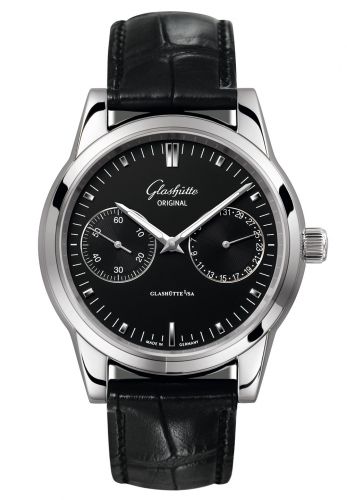 Senator Hand Date Stainless Steel / Black / Alligator / Pin