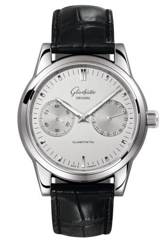 Senator Hand Date Stainless Steel / Silver Alligator / Pin