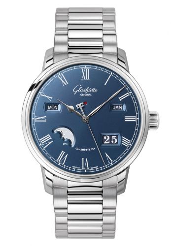 Senator Perpetual Calendar Stainless Steel / Blue / Bracelet
