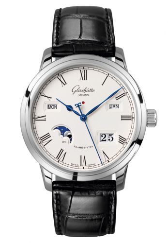 Senator Perpetual Calendar Stainless Steel / Silver / Alligator / Pin