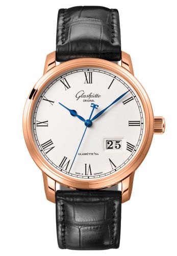 Senator Panorama Date Red Gold / Silver / Alligator / Pin