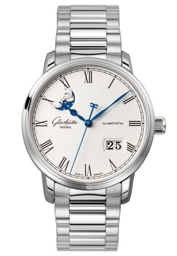 Senator Panorama Date Moon Phase Stainless Steel / Silver / Bracelet