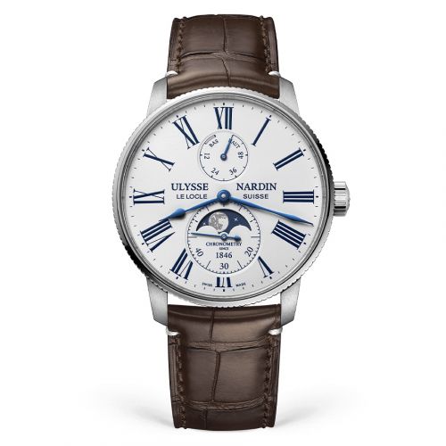 Marine Torpilleur Moonphase Stainless Steel / White / Alligator