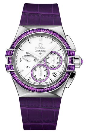 Constellation Co-Axial 35 Chronograph Double Eagle White Gold / Silver / Purple Alligator