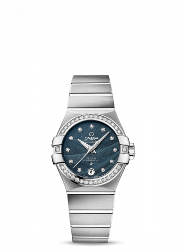 Constellation Co-Axial 27 Brushed Stainless Steel / Diamond / Blue Feather