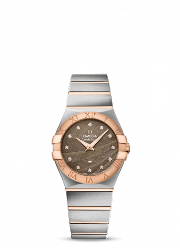 Constellation Quartz 27 Brushed Stainless Steel / Red Gold / Brown Feather