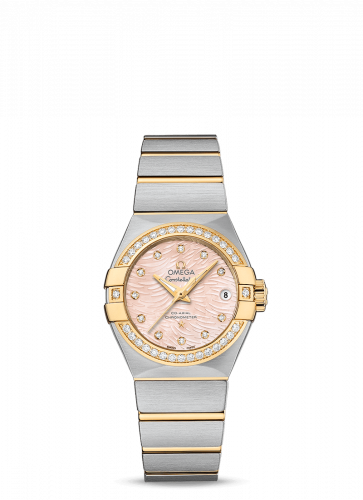 Constellation Co-Axial 27 Brushed Stainless Steel / Yellow Gold / Diamond / Pink MOP