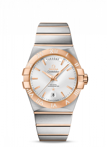 Constellation Co-Axial 38 Day-Date Stainless Steel / Red Gold / Diamond / Silver
