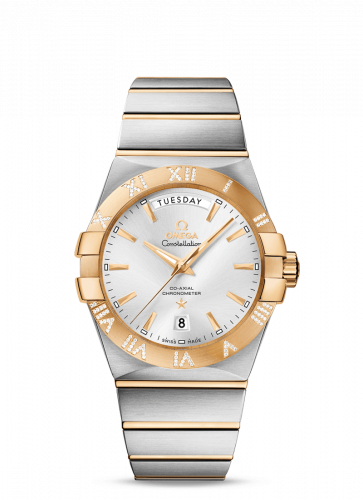 Constellation Co-Axial 38 Day-Date Stainless Steel / Yellow Gold / Diamond / Silver