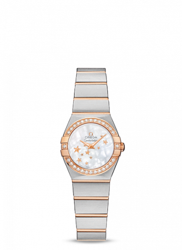 Constellation Quartz 24 Brushed Stainless Steel / Red Gold / Diamond / MOP Stars