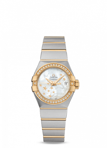 Constellation Co-Axial 27 Brushed Stainless Steel / Yellow Gold / Diamond / MOP Stars