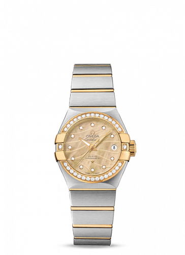 Constellation Co-Axial 27 Brushed Stainless Steel / Yellow Gold / Diamond Bezel / Champagne MOP