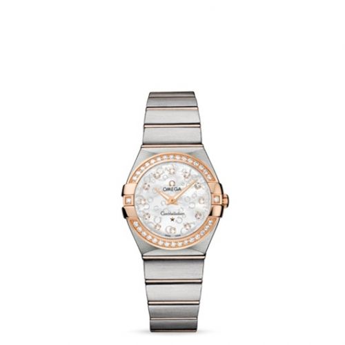 Constellation Quartz 27 Brushed Stainless Steel / Red Gold / Diamond / MOP Omega