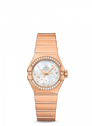 Constellation Co-Axial 27 Brushed Red Gold / Diamond / MOP Stars