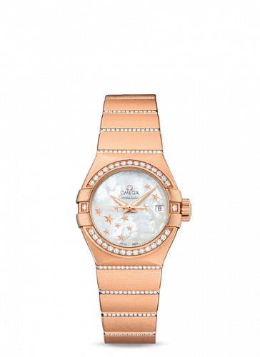 Constellation Co-Axial 27 Brushed Red Gold / Diamond / MOP Stars
