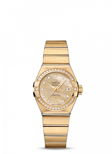 Constellation Co-Axial 27 Brushed Yellow Gold Diamond / Champagne MOP