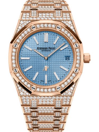 Royal Oak Extra-Thin Pink Gold / Diamond / Blue