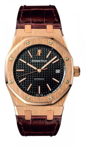 Royal Oak 15300 Date Pink Gold / Black / Strap