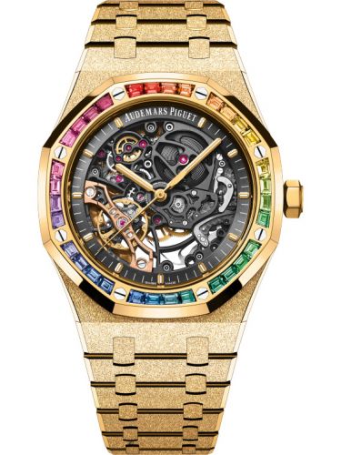 Royal Oak 41 Double Balance Wheel Openworked Frosted Yellow Gold / Rainbow