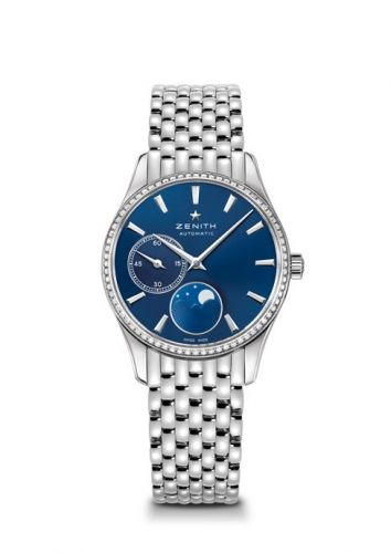 Elite Ultra Thin Lady Moonphase Blue / Diamond / Bracelet