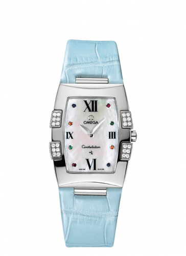 Constellation Quadrella Quartz 25 Stainless Steel / MOP / Blue Alligator