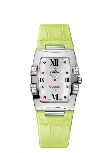 Constellation Quadrella Quartz 25 Stainless Steel / MOP / Green Alligator