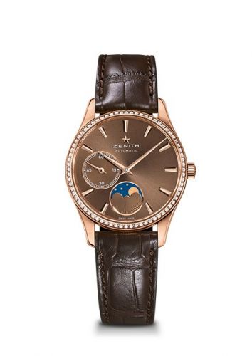 Elite Ultra Thin Lady Moonphase Rose Gold / Brown / Diamond