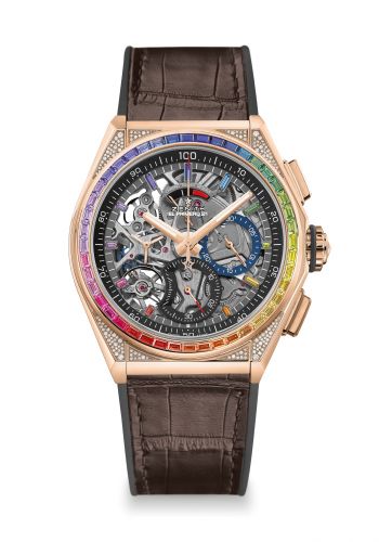 Defy El Primero 21 Rose Gold / Rainbow / Skeleton / Alligator