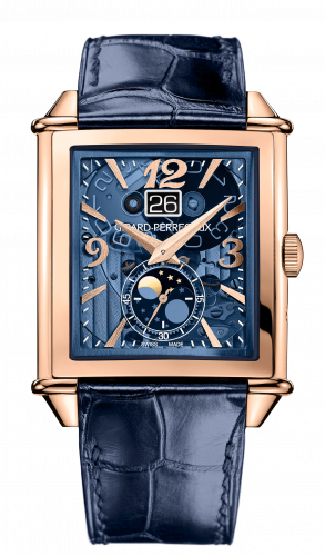 Vintage 1945 XXL Large Date and Moonphases Pink Gold / Blue Polycrystalline