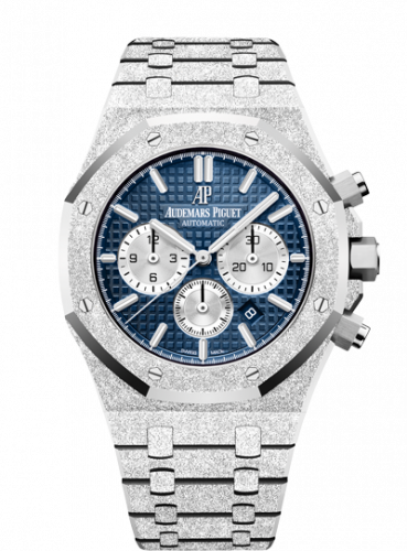 Royal Oak 41 Chronograph Frosted White Gold / Blue