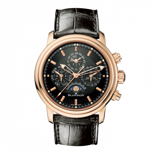 Léman Chronographe Flyback Quantième Perpétuel Red Gold / Black / Alligator