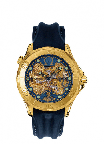 Seamaster Diver 300M Automatic 41 Yellow Gold / Skeleton / Leather / 50th Anniversary
