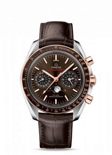 Speedmaster Moonphase Chronograph Master Chronometer Stainless Steel / Sedna Gold  / Brown