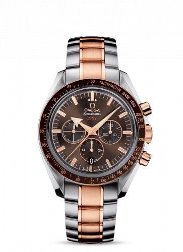 Speedmaster Broad Arrow 1957 Stainless Steel / Red Gold / Brown / Bracelet