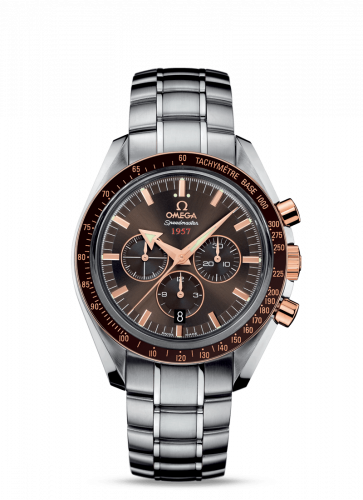 Speedmaster Broad Arrow 1957 Stainless Steel / Red Gold / Brown / Bracelet