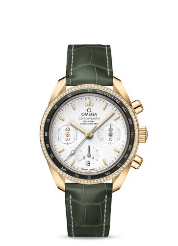 Speedmaster Co-Axial 38 Yellow Gold / Diamond / Silver / Strap