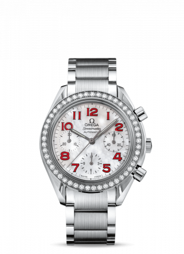 Speedmaster Reduced Ladies Stainless Steel / Diamond / MOP / Red / Bracelet