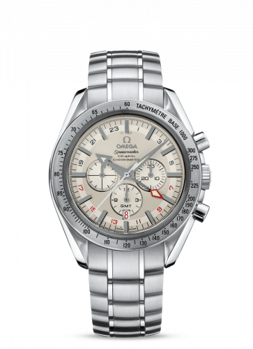 Speedmaster Broad Arrow Co-Axial GMT Stainless Steel / White / Bracelet