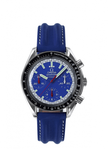 Speedmaster Reduced Stainless Steel / Blue / Strap / Schumacher